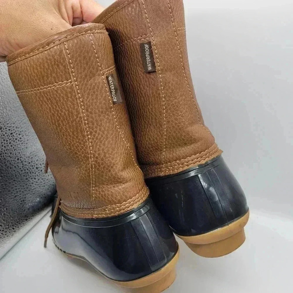 JBU By Jambu Womens Maplewood Duck Boots Brown Black Rubber Mid Calf Faux Fur 9M - Picture 3 of 11
